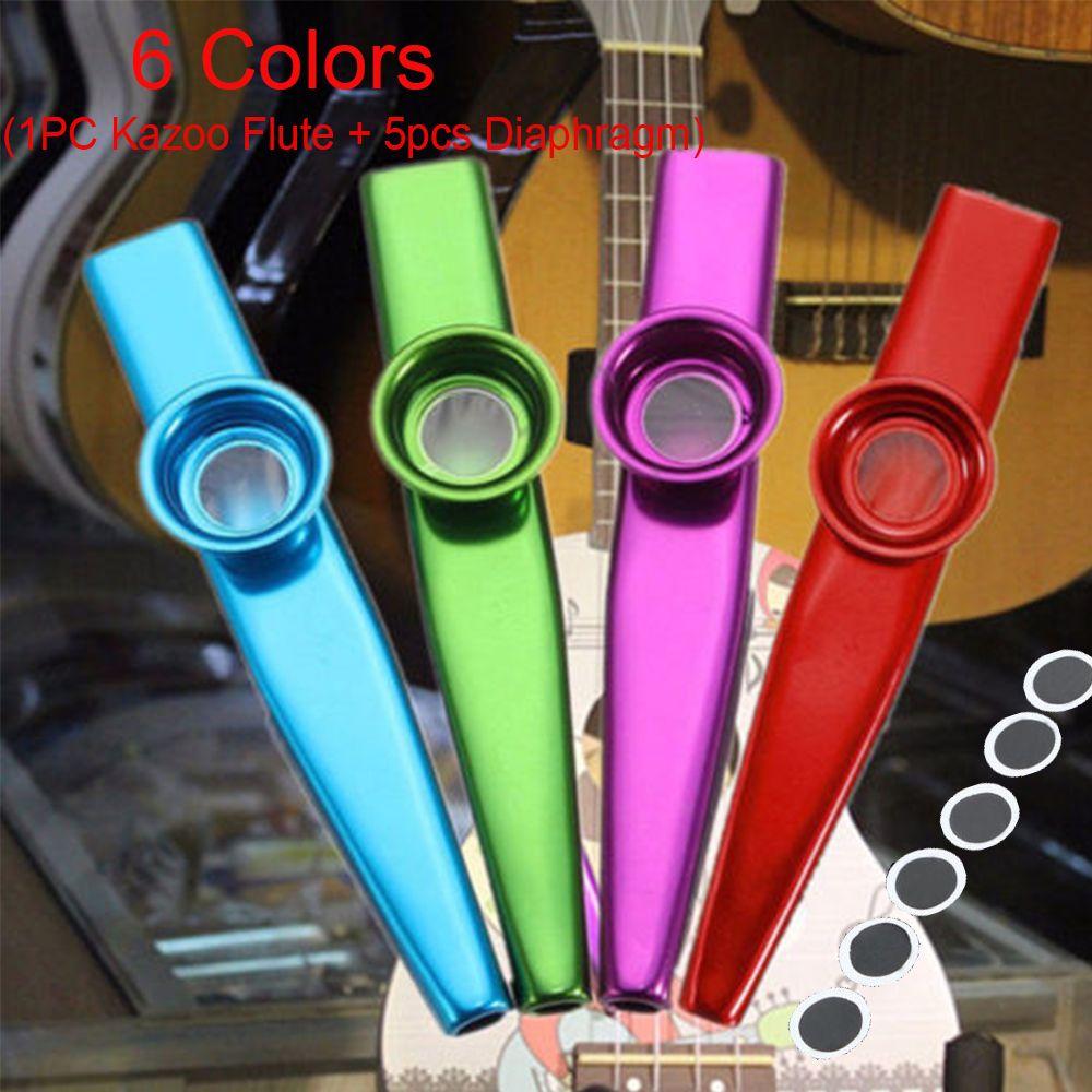 Party Aluminum Children Kids Gift Harmonica Kazoo Flute Metal 5 Pcs Diaphragm