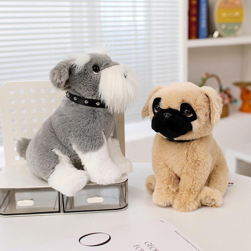 Cute Husky Schnauzer Shar Pei Plush Dog Doll in Boy Outfit