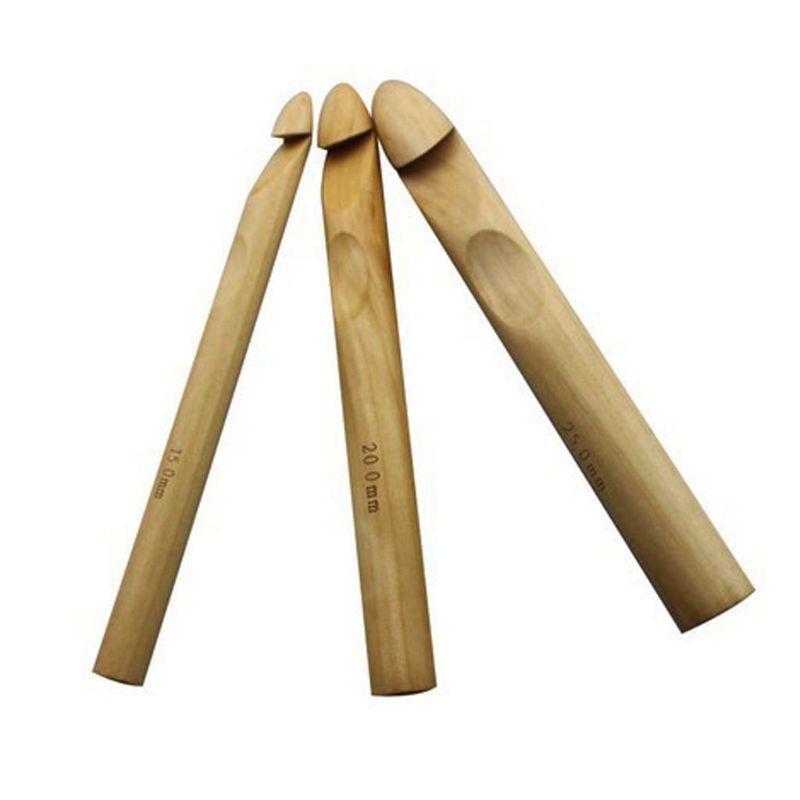 3pcs 15/20/25mm DIY Wooden Crochet Hook Set Knitting Needles Handle Home Yarn Tool Crafts top sale