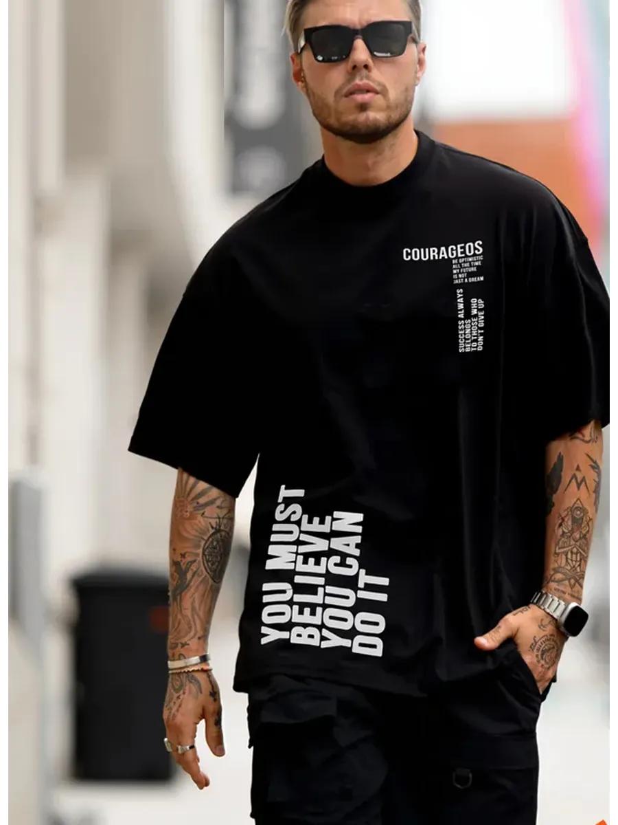 Black oversized trendy t-shirt with There Is No Escape print 4XL