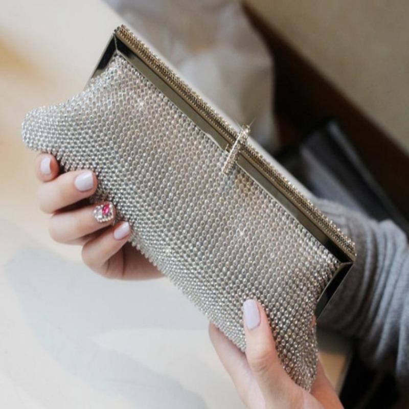 

New super flash dinner bag, rhinestone women s bag, bride handbag, chain bag, wedding bag, banquet handbag.