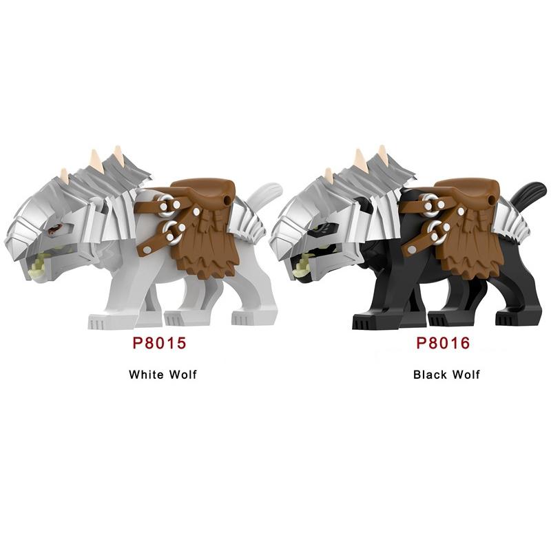 MOC Mediaeval Times Building Blocks Orc Mounts Wolf Flags Army Soldiers Character Accessories Bricks Animal Toys Gifts R064 DIY