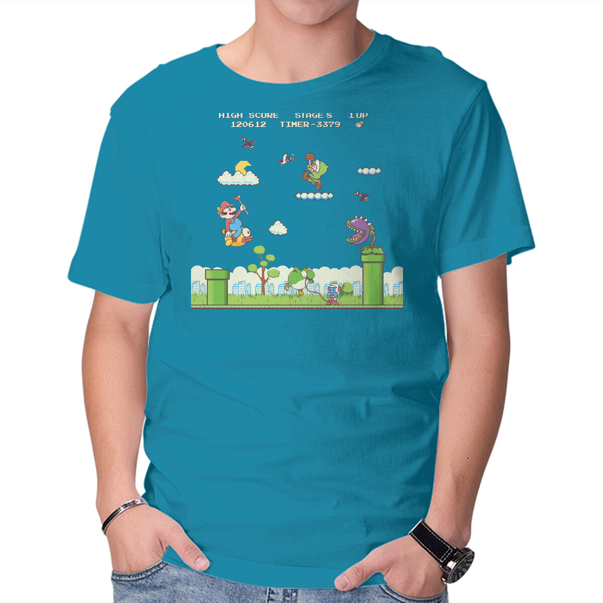 Unisex Crew Neck T-Shirt Gaming World Graphic Short Sleeve Casual Tee XXXL