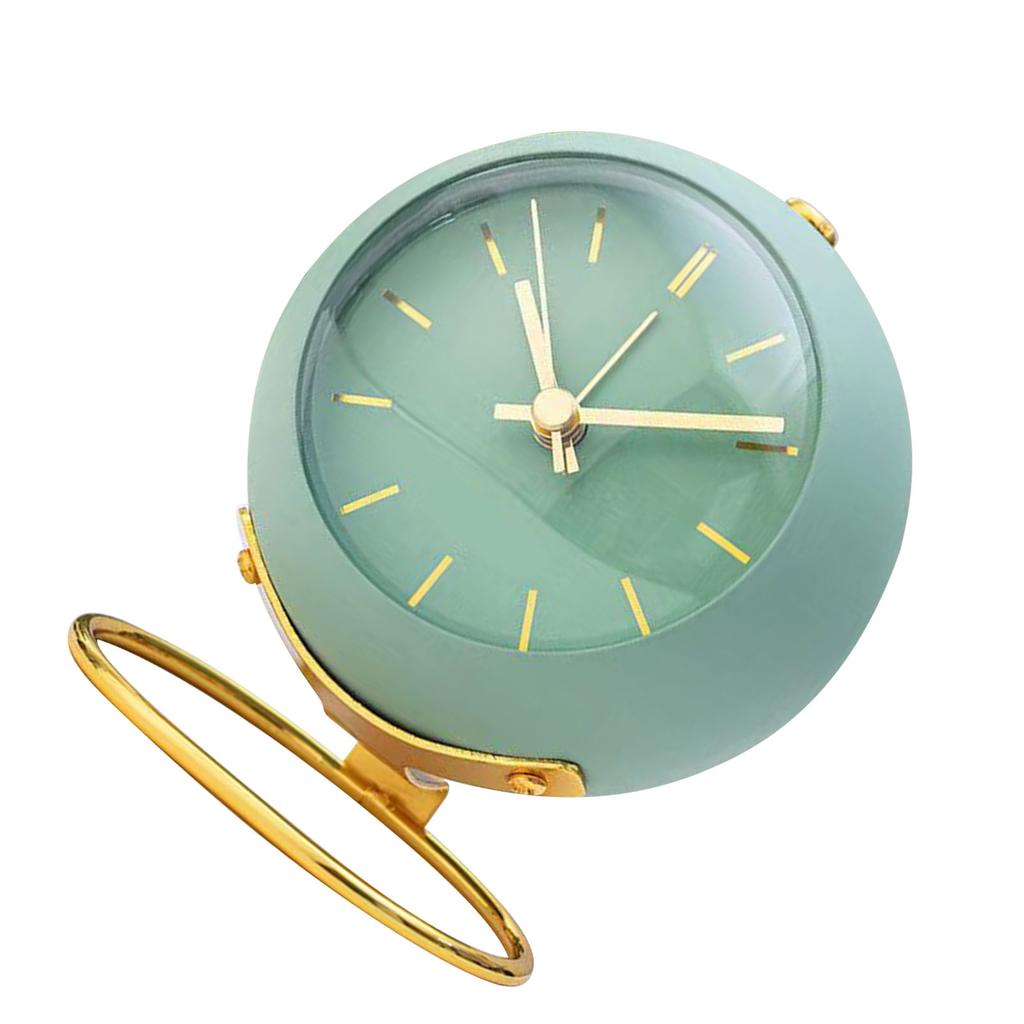 Tischwecker Studentenwohnheim Mini-Wecker Ornamente Einfache Metall-Tischuhr Grün