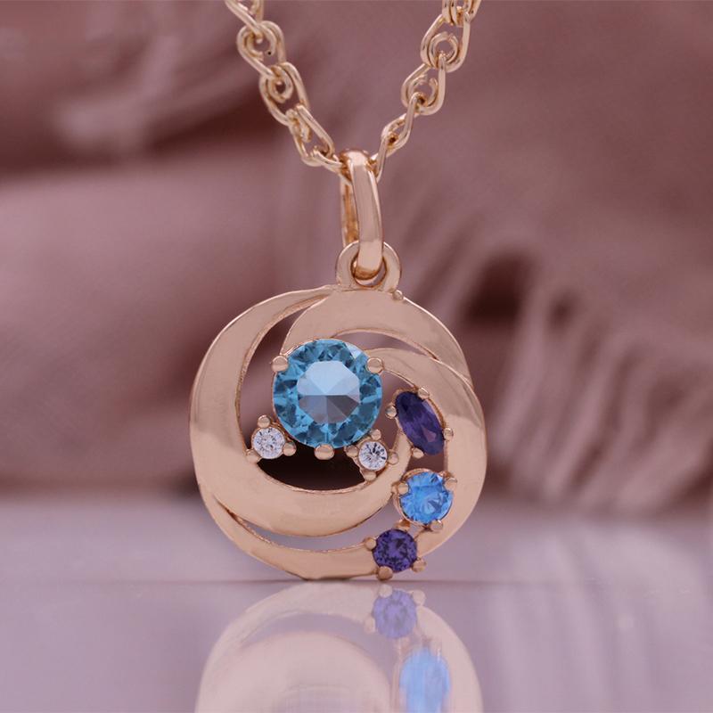 Náhrdelník s přívěskem z růžového zlata smíšená barva Náhrdelník s geometrickým přívěskem umělé zirkonie Dárek k narozeninám Vánoční dárek pro ženy