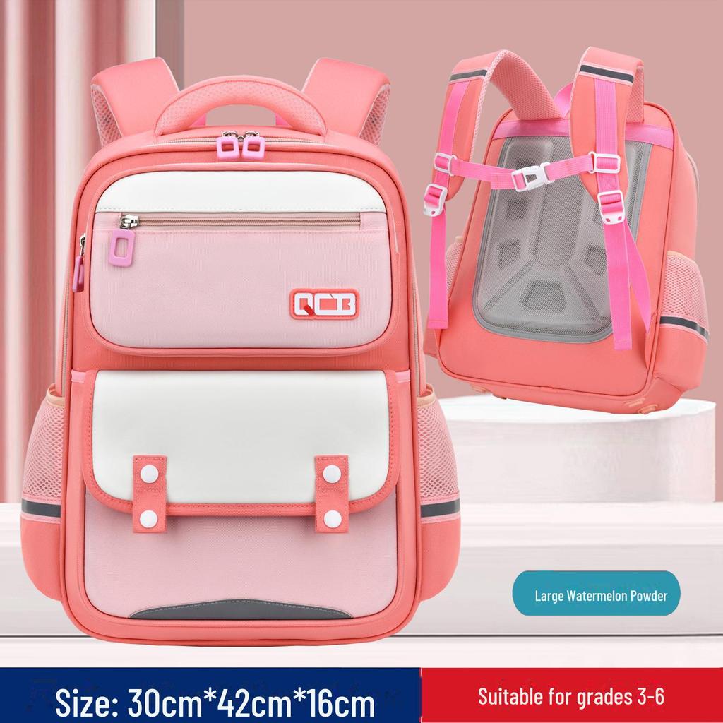 British Style Large-Capacity Backpack for Elementary Students 1-6, Light and Spine-Friendly Design