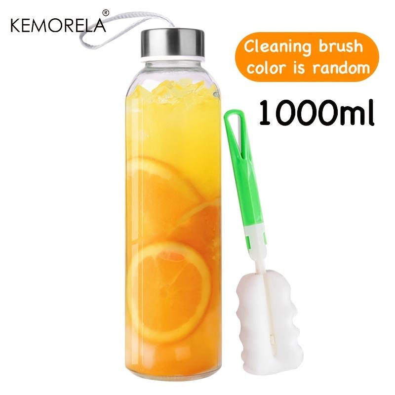 Glass Sports Water Bottle with Carrying Strap 500/750/1000ML for Vegetable Juices Fruit Juices And Coffee Include Cleaning Brush
