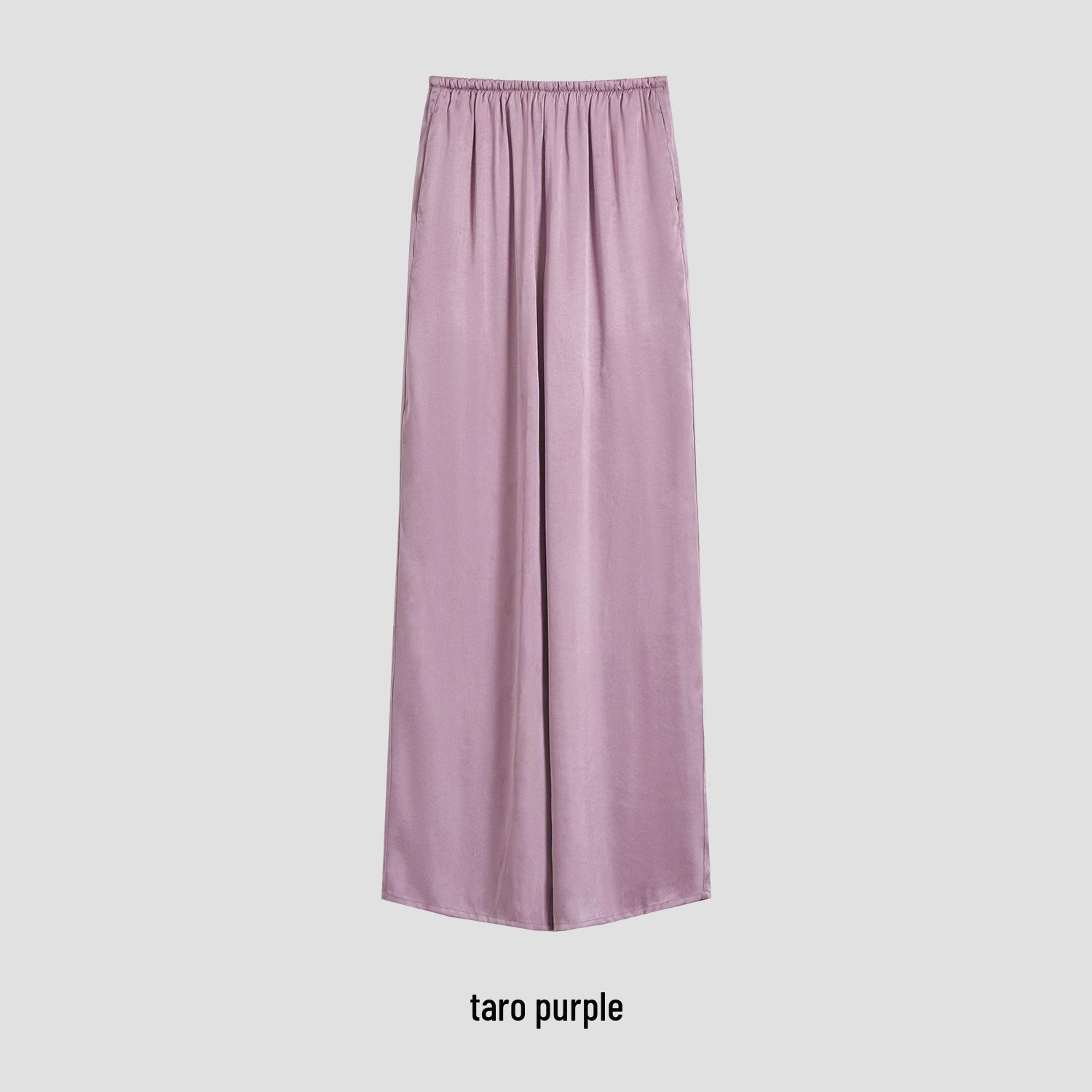 

Rong Tai Women s Seven-Color High Waist Silk Satin Wide-Leg Pants Medium бузковий/фіолетовий