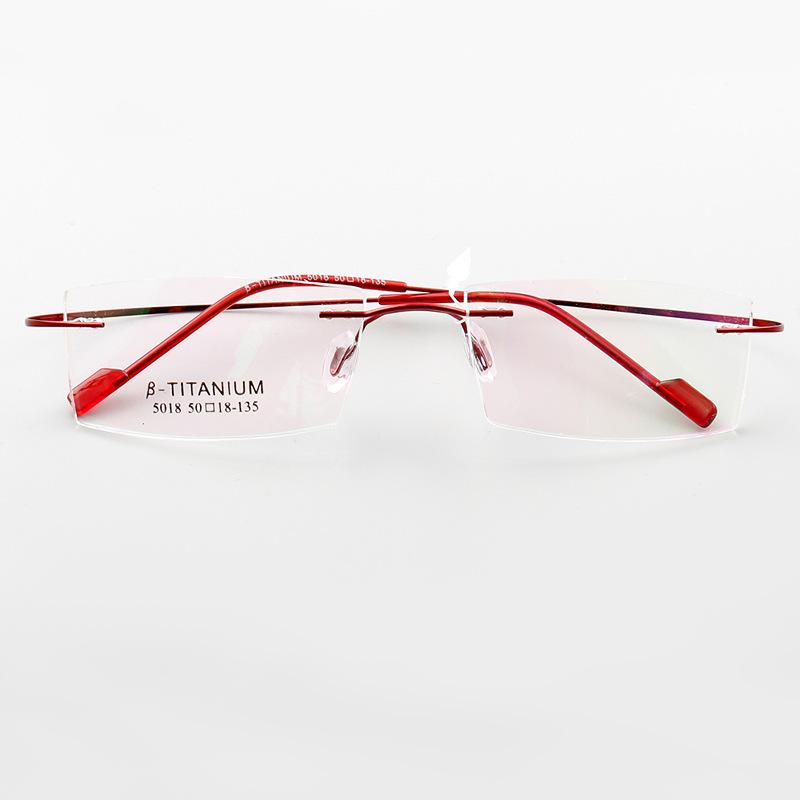 Popular 5018 Unisex Rimless Glasses Rectangular Lens Multi Colors Optical Frames красный
