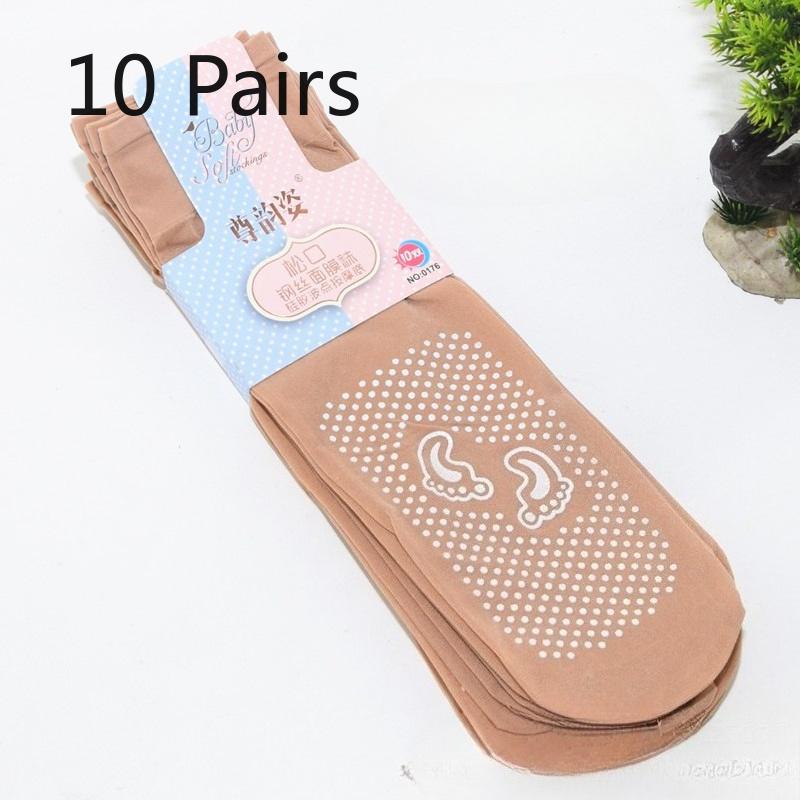 10 Pairs of Women's Massage Short Silk Stockings In Thin Style for Spring and Summer, with Adhesive and Anti-slip Function