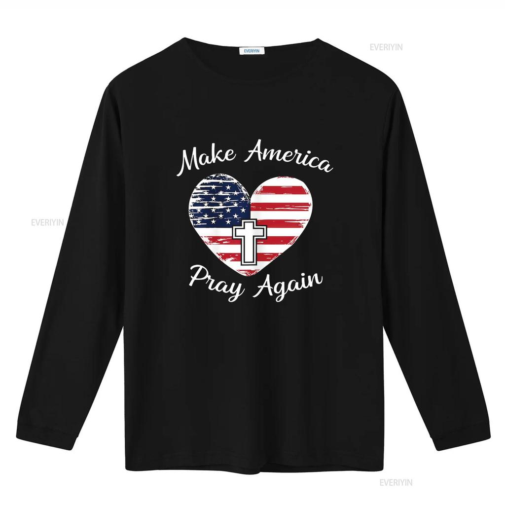 Make America Pray Again Christian USA Heart Distressed T Shirt Vintage Washed Soft Slightly Streetwear Graphic