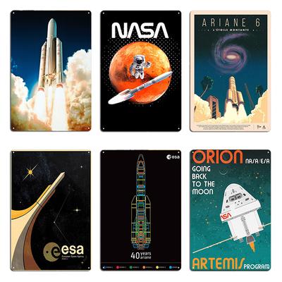 Lansering av Ariane 5 planeten mars nasa europeiska rymdorganisationen ESA Hyllning Metall Retro Vardagsrumsväggdekor Grotta Plåtskylt Affisch