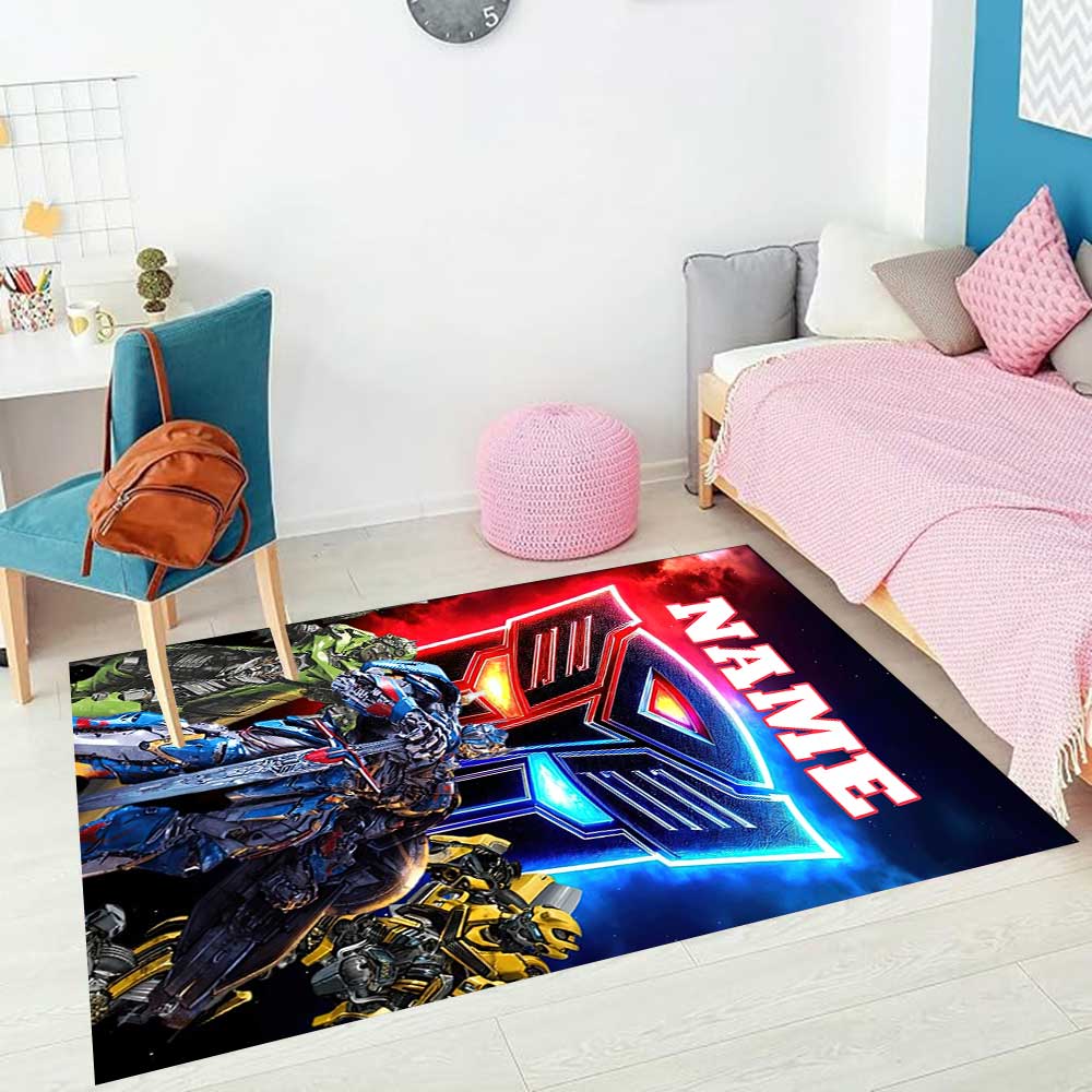 Love Transformers (2) Customize your name rug, office chair cushion, home bedroom living room gift.