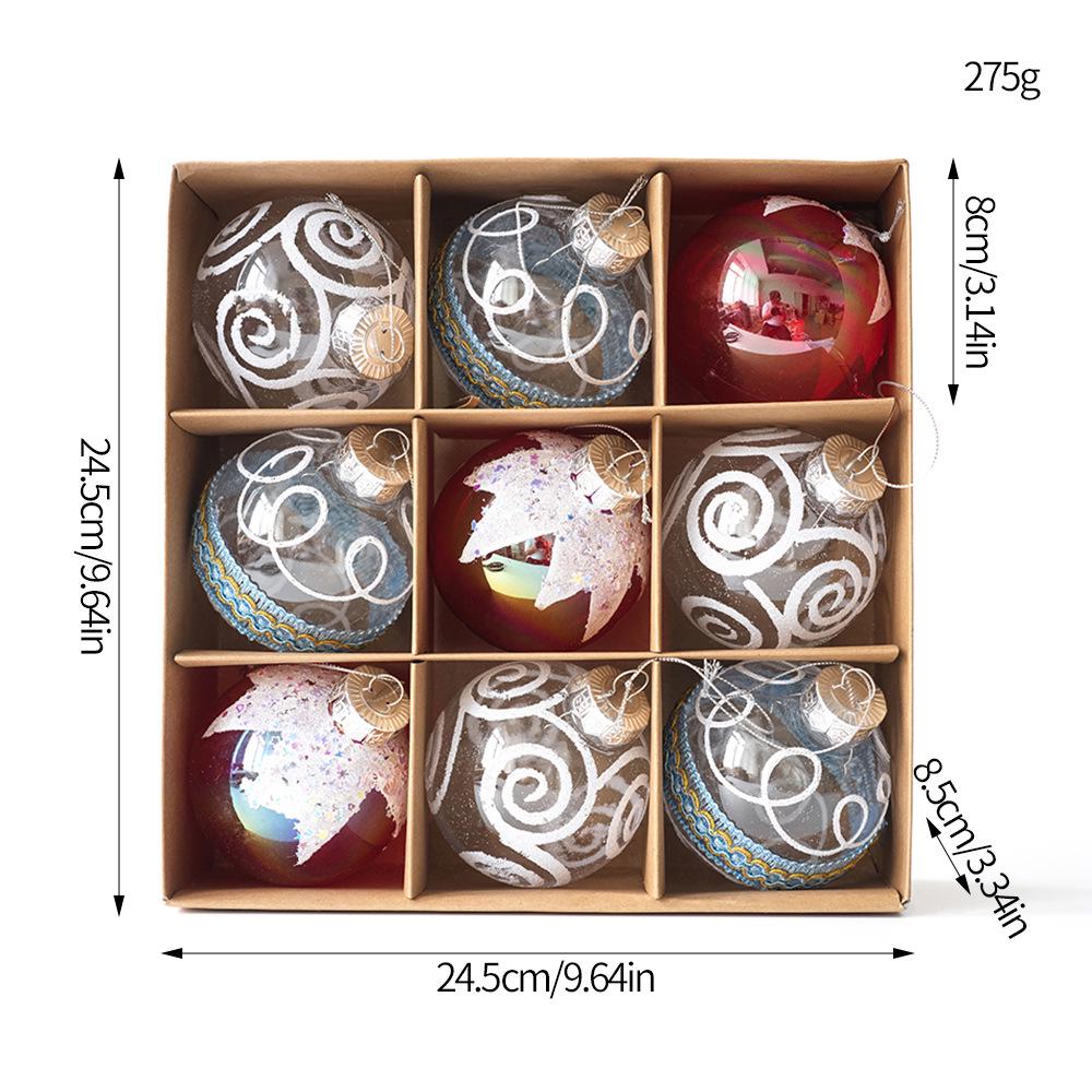 Christmas Tree Ornament Set: Nine Painted Macaron Candy Color Irregular Balls