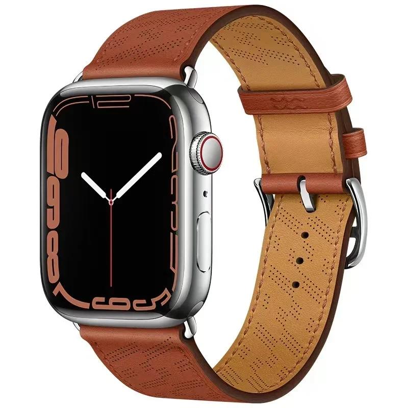 Genuine Leather Bracelet Strap For Apple Watch Band 45mm 49mm 41mm 44mm 42mm 46mm Leather Wristband iWatch Ultra 11 10 9 8 7 6 5