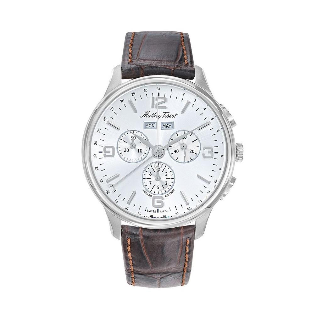 

Mathey-Tissot Edmond 5040F ограниченная серия хронограф с кожаным ремешком серебряный циферблат кварцевые мужские часы H1886CHSA серебряный