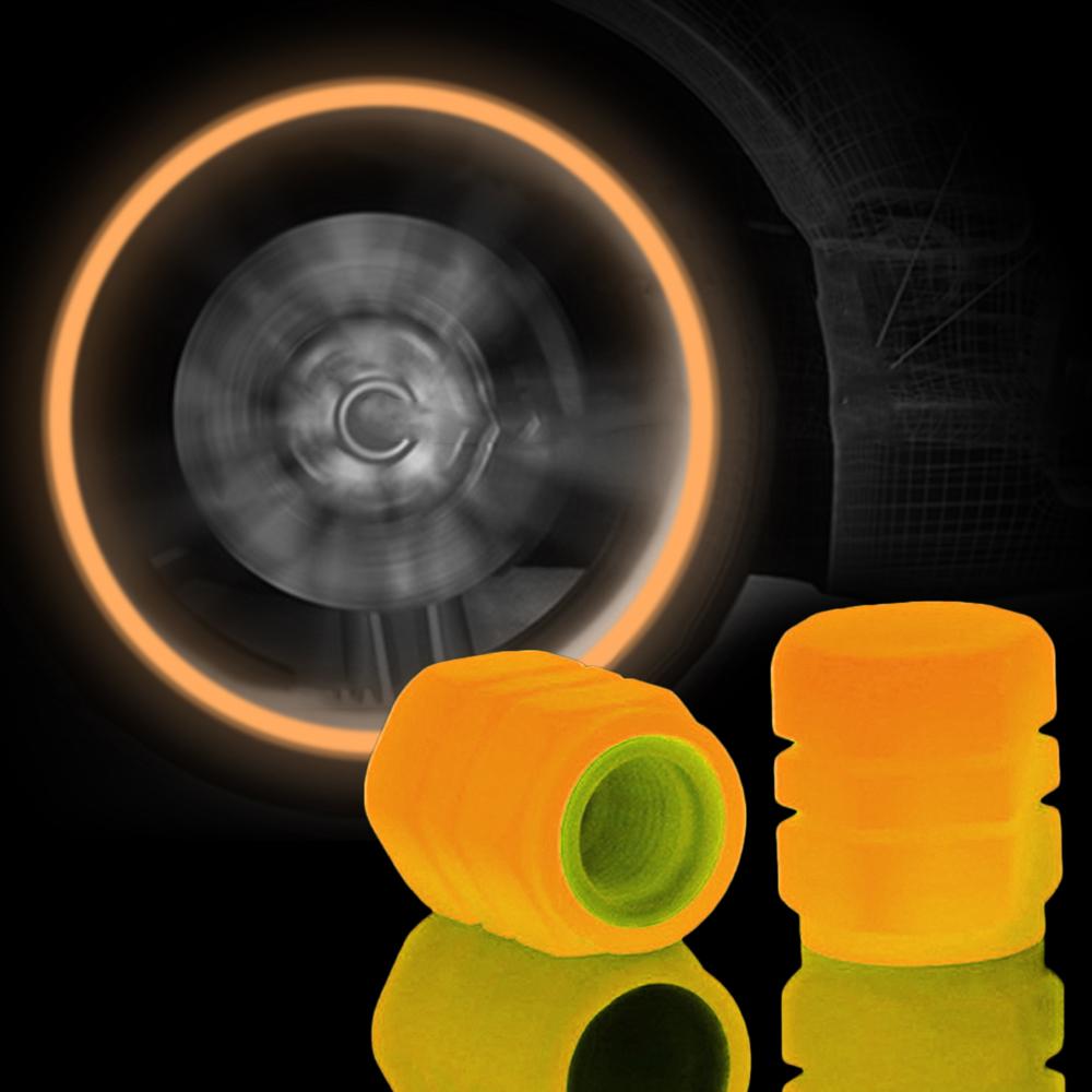 Luminous Valve Caps Car Tire Fluorescent Tyre Valve Stem Decor Luminous Cap Night Glowing Wheel Hub Nozzle Valve Caps Valve Stems 1