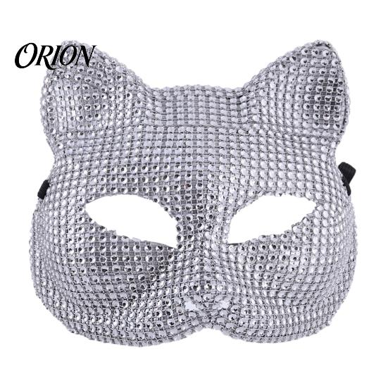 Luxury Rhinestone Costume Mask Full Halloween Mask, Sparkling Skull And Cat Face Carnival Adjustable Elastic Straps for Theme Dances