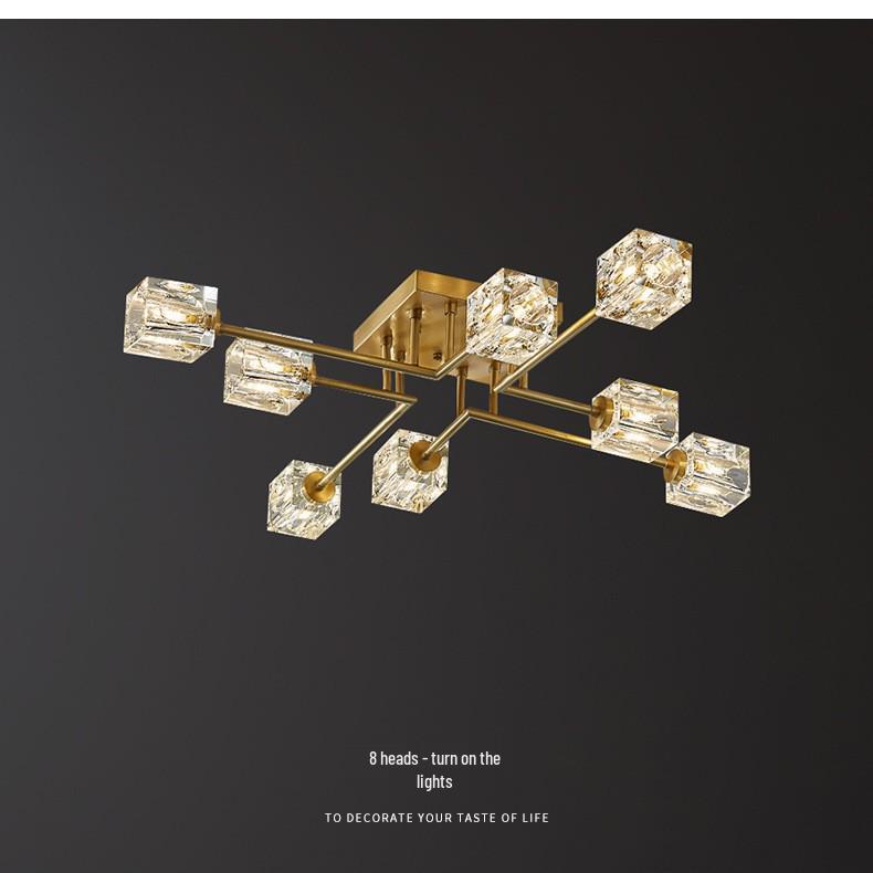 Nordic Luxury All-Copper LED Ceiling Lamp with Crystal Design