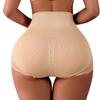 Women's High-Waisted Lace Trim Body Shaping Tummy Control Butt Lifting Triangle Panties with Boning Anti-Roll Edge