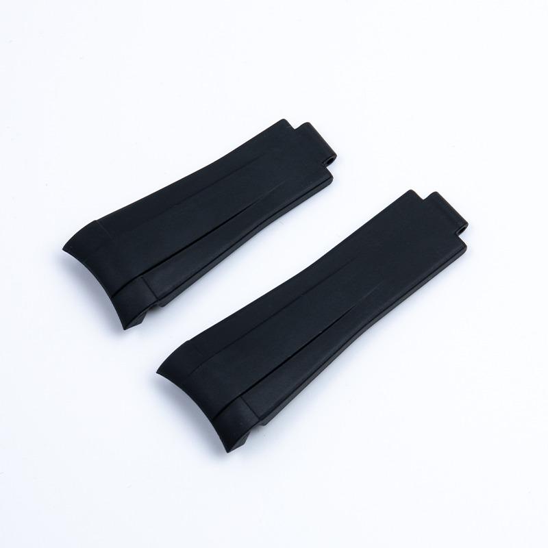 19mm 20mm Curved End FKM Fluororubber Rubber Watchband Fit for Rolex Submariner Daytona Explorer Black Orange Diver Watch Strap