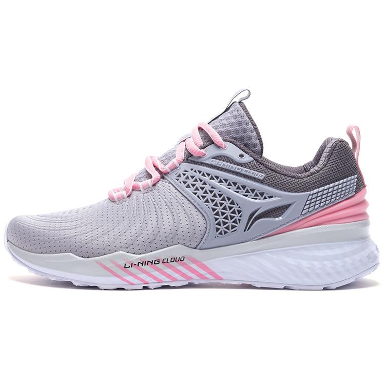 New LiNing Cloud 5 V2 Cushioning Low Top Running Shoes Women's Muddy Gray Purple ARHP008-3