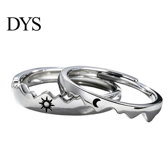 Sun Moon Rings 1 Pair Matching Couple Ring, Wedding Engagement Promise Alloy Ring Hypoallergenic Open Romantic Gift for Him Her Adjustable