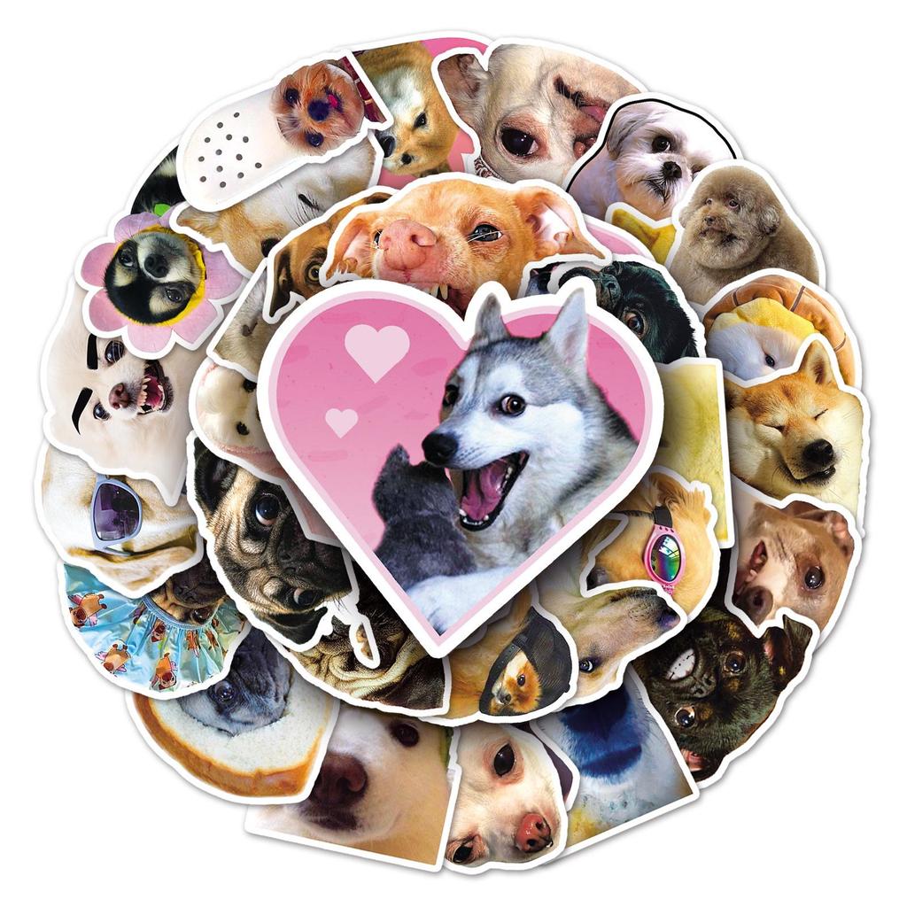 50 Cute Dog Emoji Stickers for Journals, Water Bottles, & Suitcases - Internet-Inspired Graffiti Design