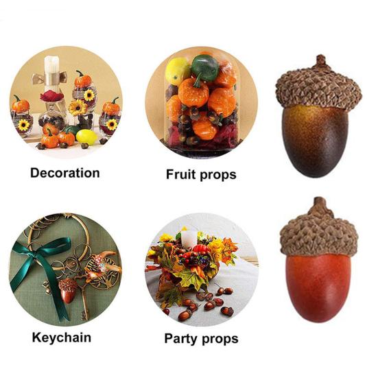 50Pcs/Set 3cm Artificial Acorns Realistic Mini Reusable Anti-fade DIY Foam Halloween Christmas