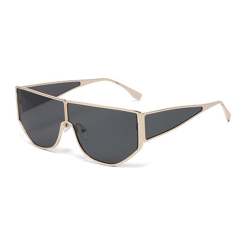 Fashion Oversized Big Frame Metal One Piece Lens Beatles Style Sunglasses Women чёрный