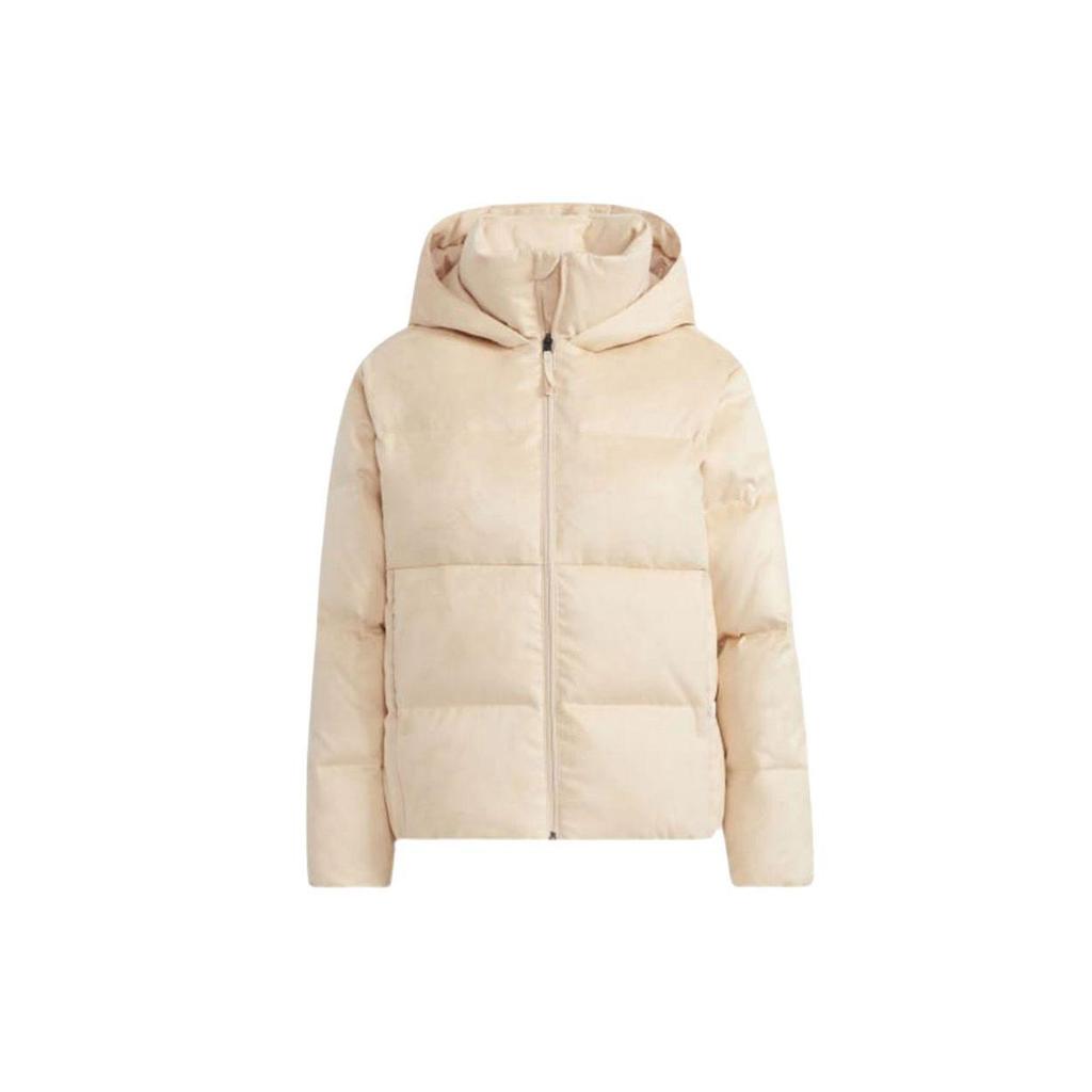 adidas Solid Color Casual Warm Hooded Down Jacket Winter Women Jacket Off-White H20808