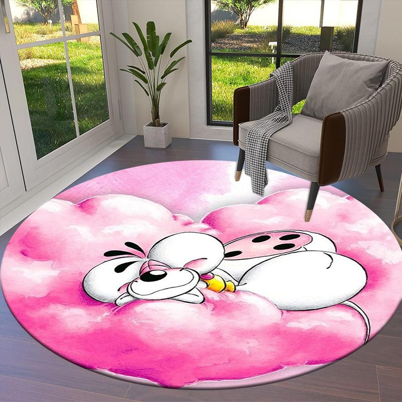 Diddl Round Area Rug,Carpet Rug for Living Room Bedroom Sofa Playroom Decor,Non-slip Floor Mat