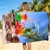Tropical Pineapple Cocktail Beach Towel Oversized Beach Palm Tree Design Summer Vacation Beach Blanket for Beach Pool Spa