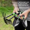 4 Pcs Gardening Hand Tool Kit Carbon Steel Shovel Rake Hoe Non Slip Black Green Handle
