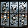 Halloween Black and White Skull Static Window Sticker Hole Skeleton Bat Bone Glass Sticker Decoration