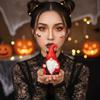 Spooky Statuette Red Robe Red Gnome Holding Trident White Beard Halloween Figurine PLA Handheld Skull Skull Miniature Party Host