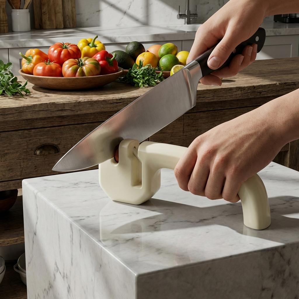Household Handheld Sharpening Tool Suitable for Kitchen Knives and Scissors Care Double Slot Kitchen Knife Care Device with Anti Slip Base