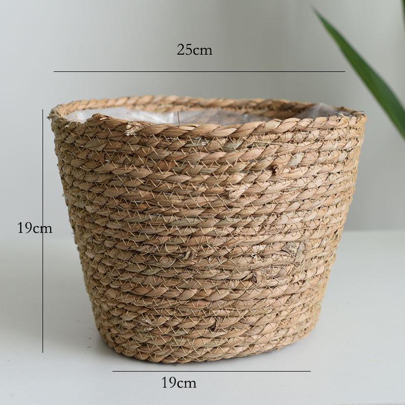 Creative Straw Woven Flower Basket for Green Plants - Living Room or Balcony Decoration