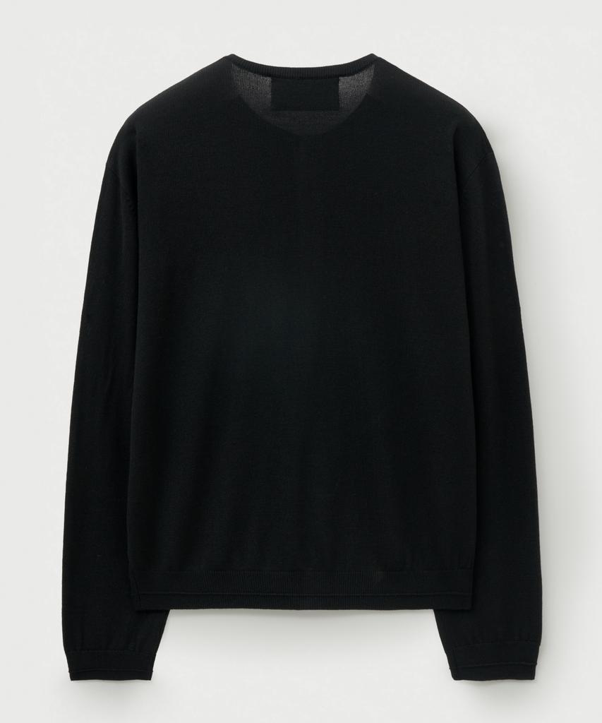 Satur Lauren Basic Crew Neck Fine Cardigan Black