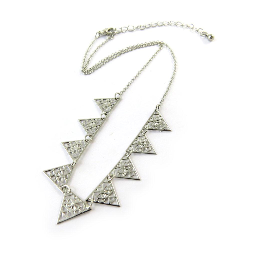 Les Trésors De Lily [N8789] - Silver 'Cléopatra' Designer Necklace (triangles)