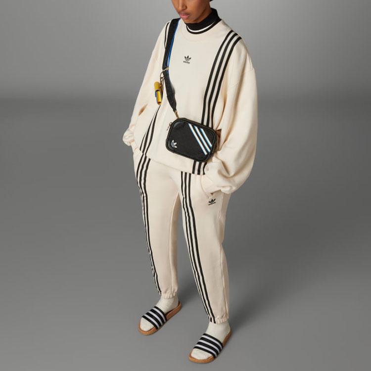 adidas Originals Adicolor 70'er Vintage Serie Stribet Logo Print Rund Hals Sweatshirt Dame Toppe Beige IK7867