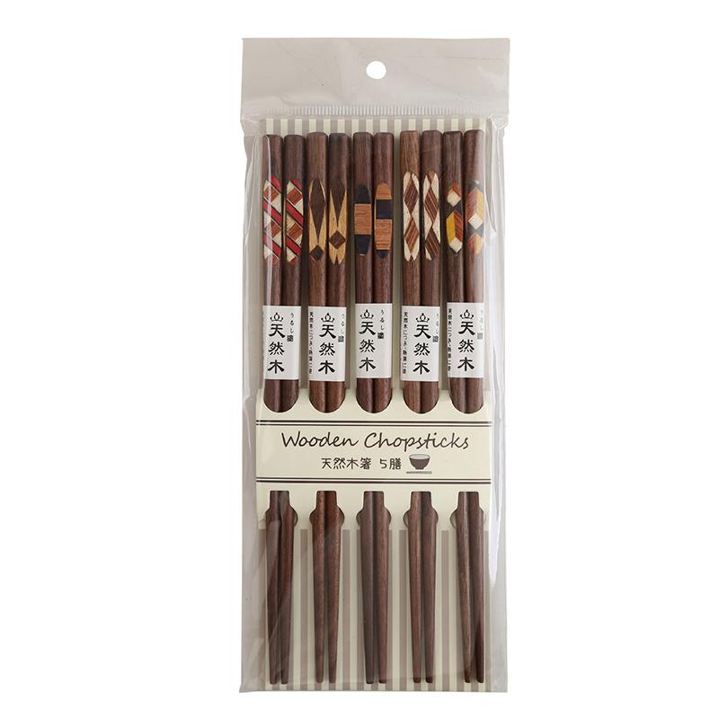 

5 Pairs Chopsticks Set Unique Patchwork Wooden Chopsticks Japanese Sushi Sticks Korean Chinese Food Chop Sticks Wood Cutlery