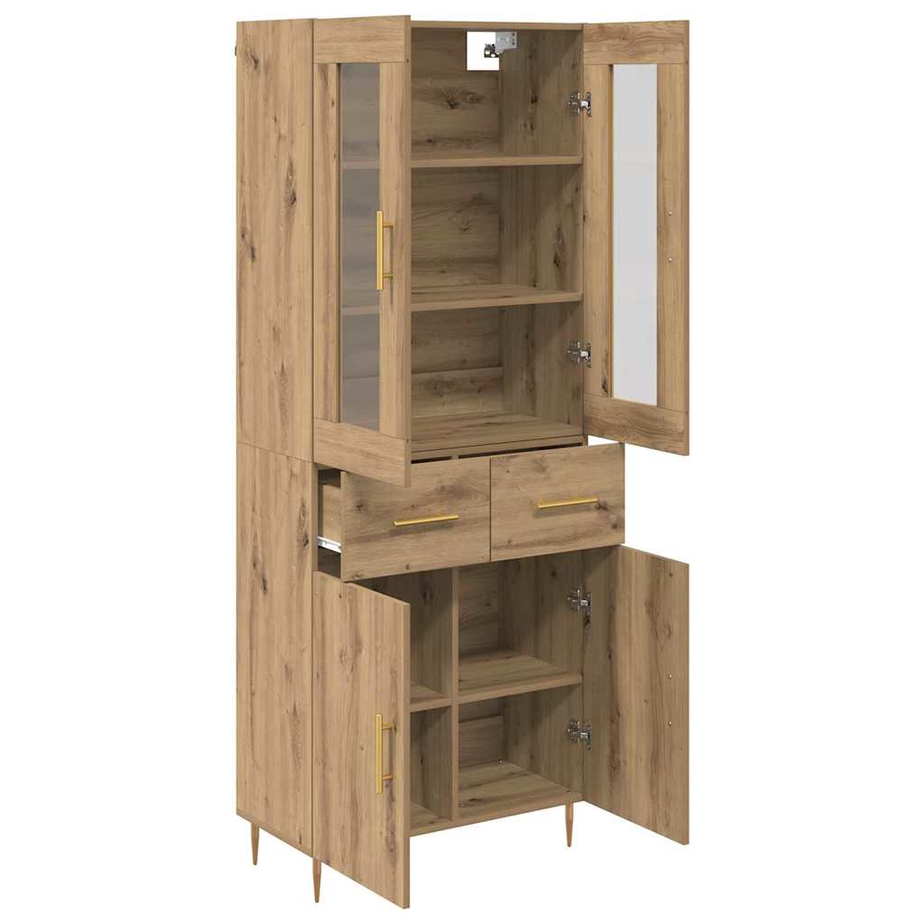 Highboard with Drawers 2 pcs Artisan Oak Wood Material
