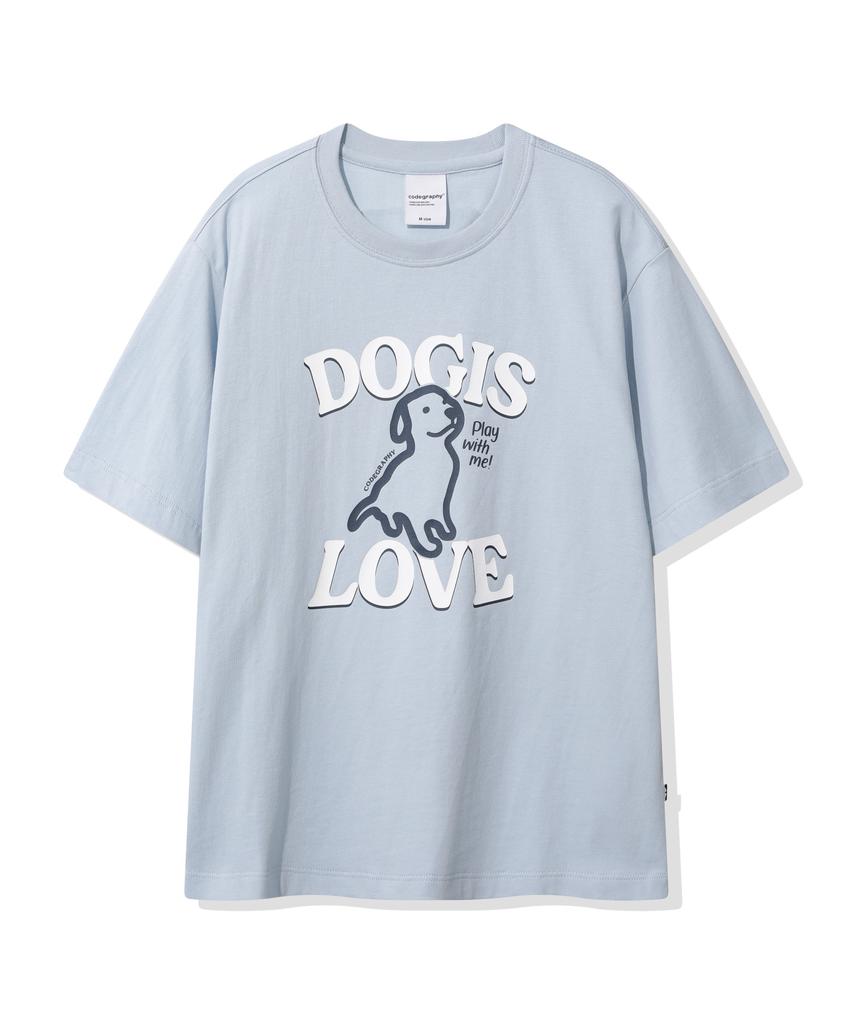 CGP (Women) Dog Is Love Short Sleeve T-Shirt_Sky Blue