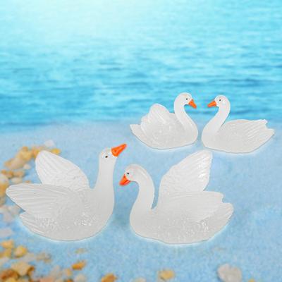 1Pc Luminous Mini Swan Micro Landscape Ornament Tiny Swan Duck Resin Handicraft Diy Dollhouse Home Decoration