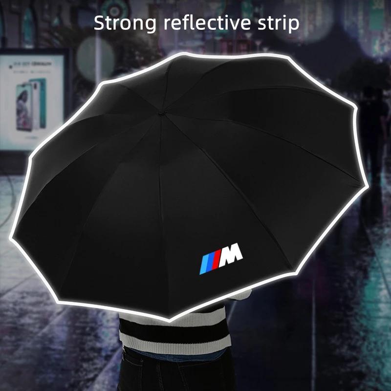HBSA8 New Automatic Reflective Stripe Reverse Led Light 10 Ribs Windproof Umbrellas For BMW M X1 X3 X5 X6 E46 E39 E90 E36 E60 E34
