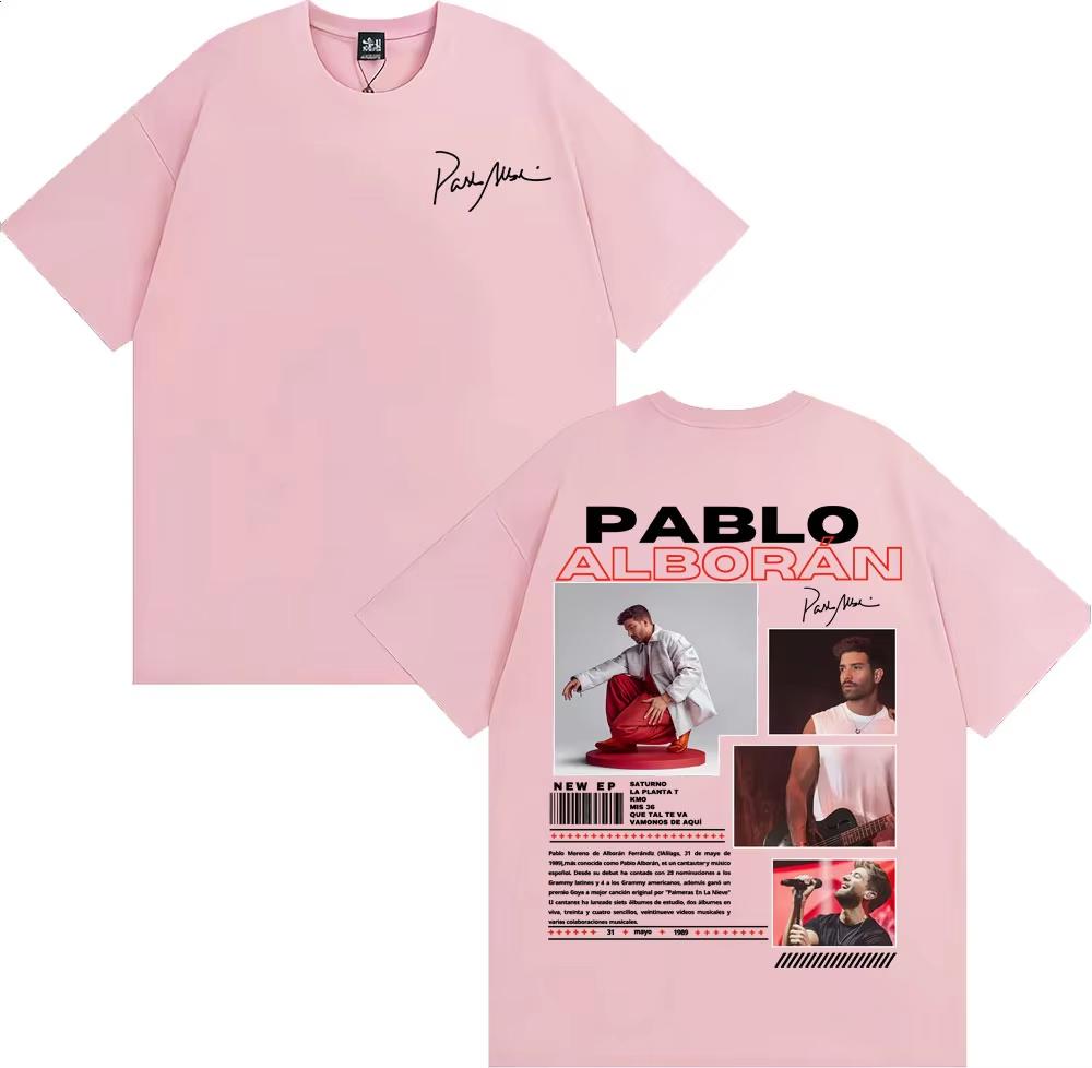 2026 Rappeur Pablo Alborán Global Tour Tshirt Hommes Femmes Harajuku Hip Hop Streetwear Coton Décontracté À Unisexches Courtes