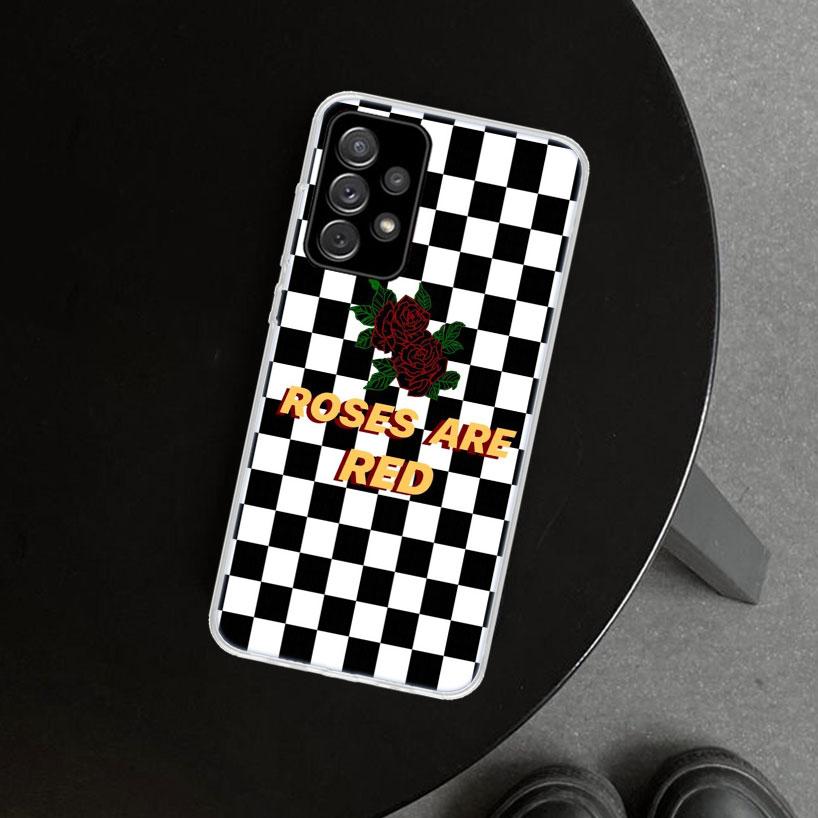 Black White Checkered Phone Case Cover For Samsung Galaxy A12 A22 A32 A52 A72 A02S A51 A50S A31 A20S A10S Note 20 Ultra 10 Plus