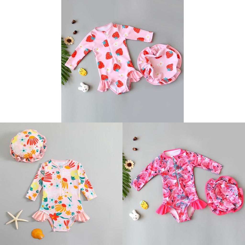Girls Cartoon Swimsuit With Quickdry Polyester For Water Play And Sun Protection