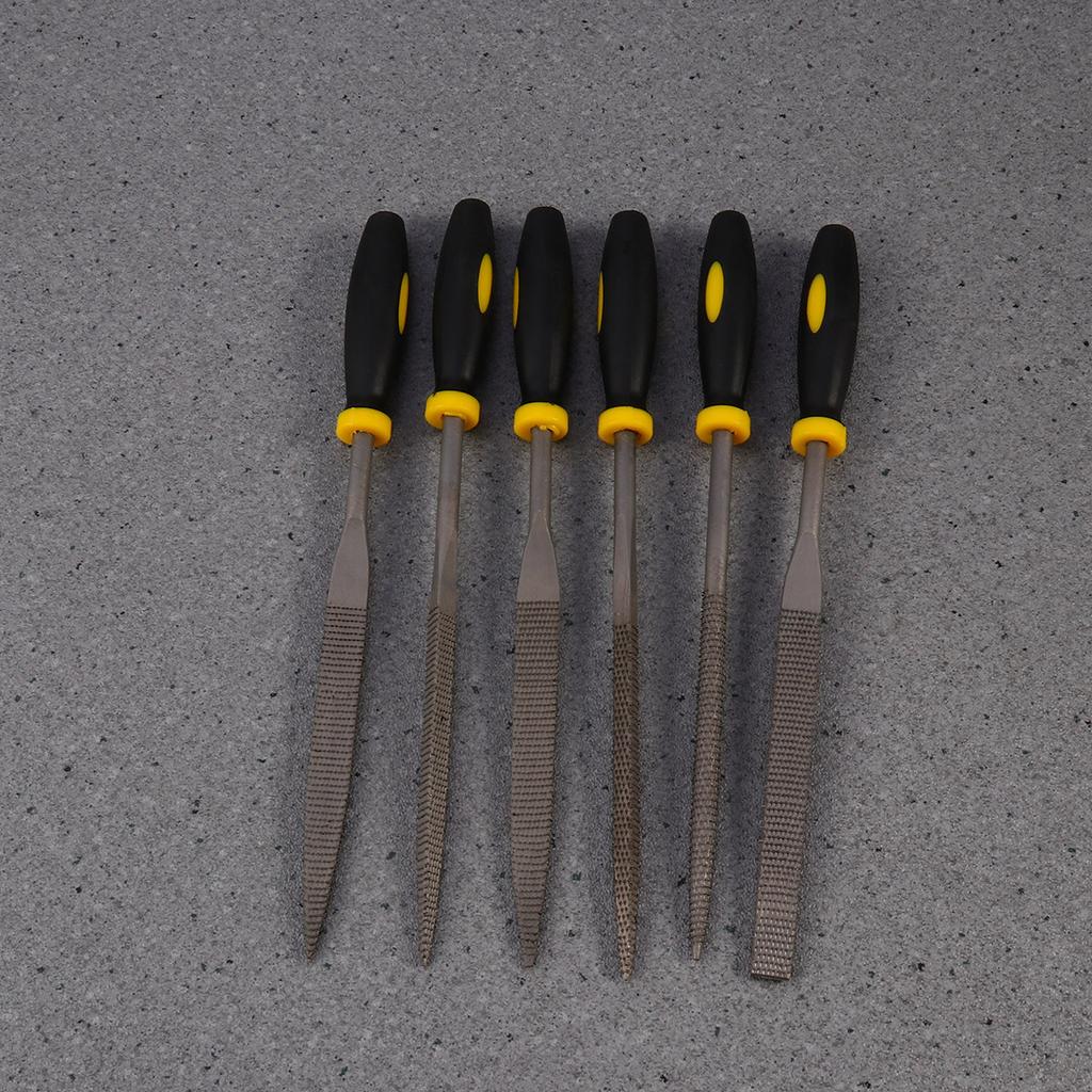 6Pcs Mini File Set Wood Rasp 180x5mm Anti-Skid Comfortable Handle Rough Shaping Wood Metal Plastic Rasp Tool